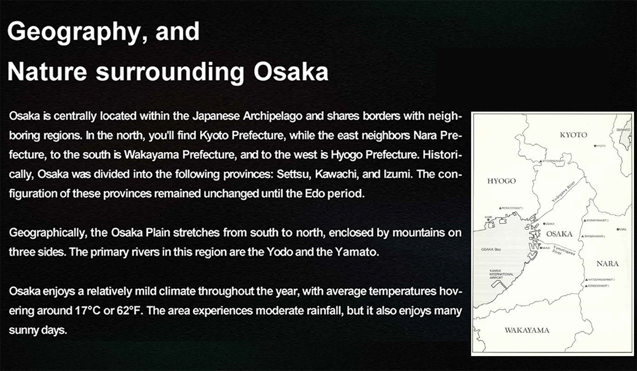 Geography, and Nature surrounding Osaka