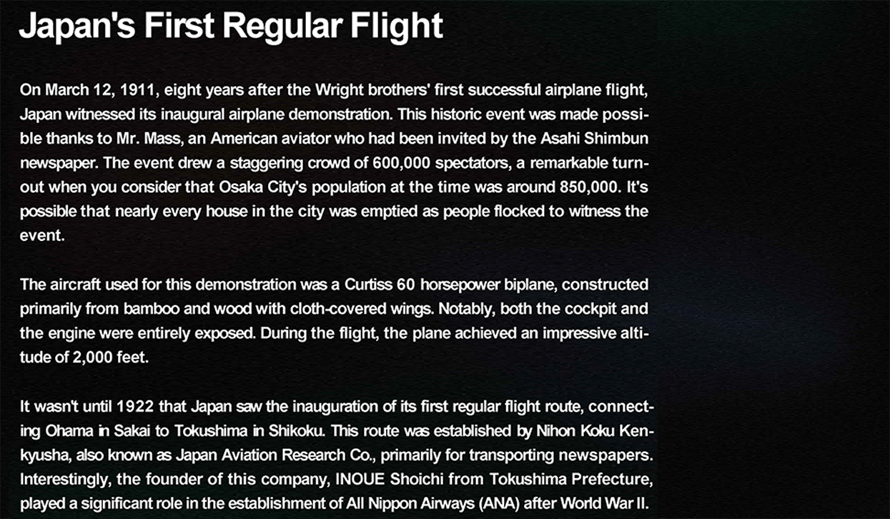 Japan's First Regular Flight