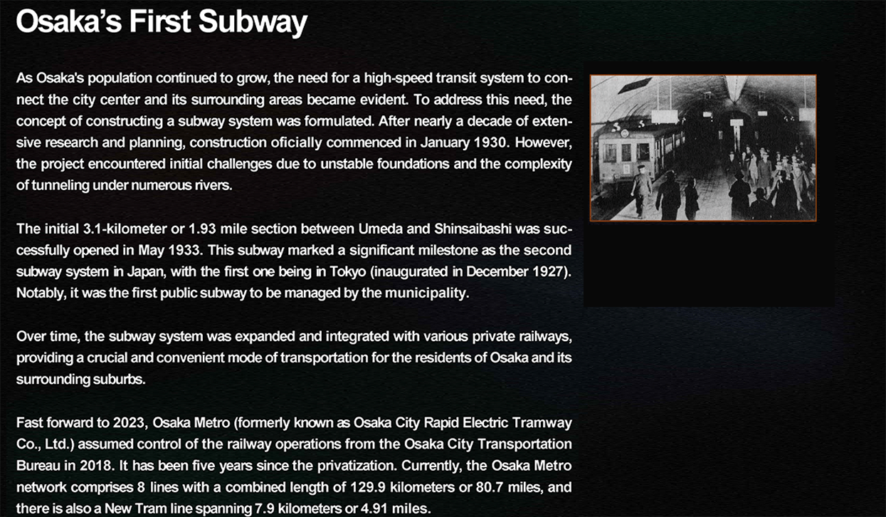 Osaka’s First Subway